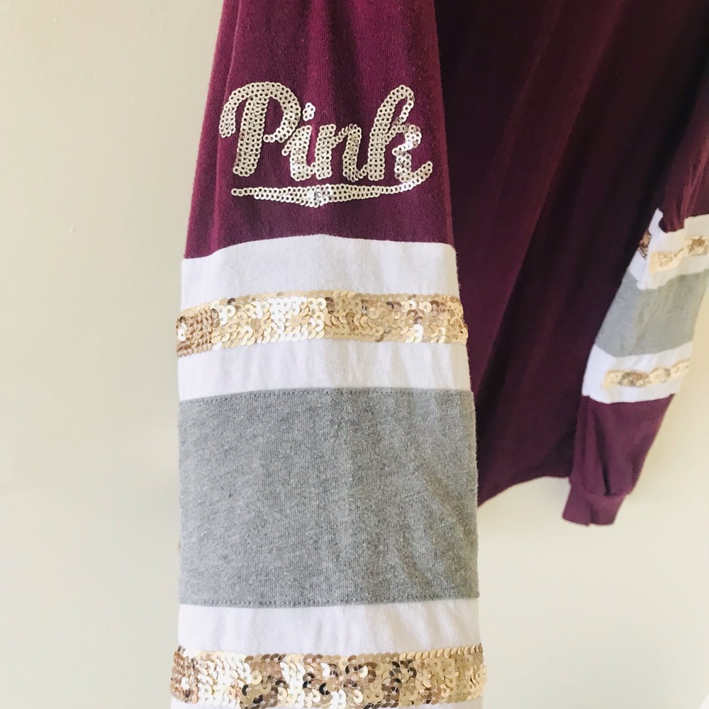 Victoria’s Secret PINK Y2K Sequin Oversized Ling Sleeved V Neck Top - Picture 5 of 12